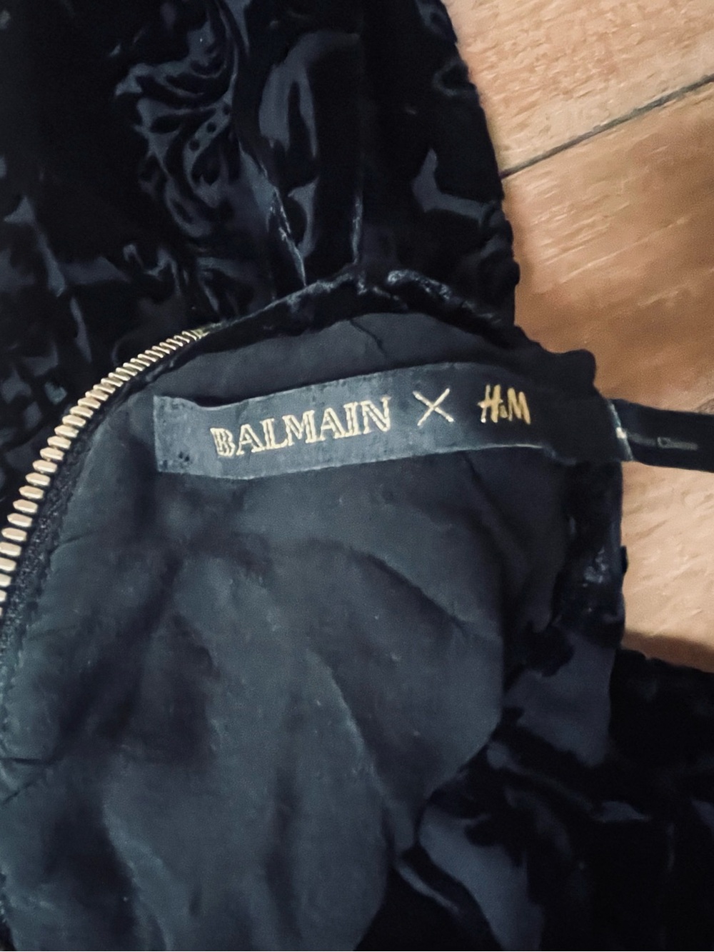 Balmain x H&M Black Velvet Burnout Silk Blend Mini Dress US 6 Designer - Picture 8 of 16